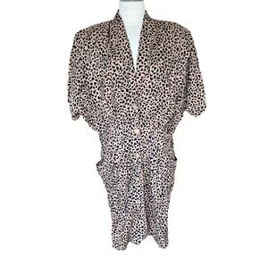 CLICHE VINTAGE DRESS DOLMAN SLEEVE BUTTON FRONT ANIMAL PRINT SIZE MEDIUM